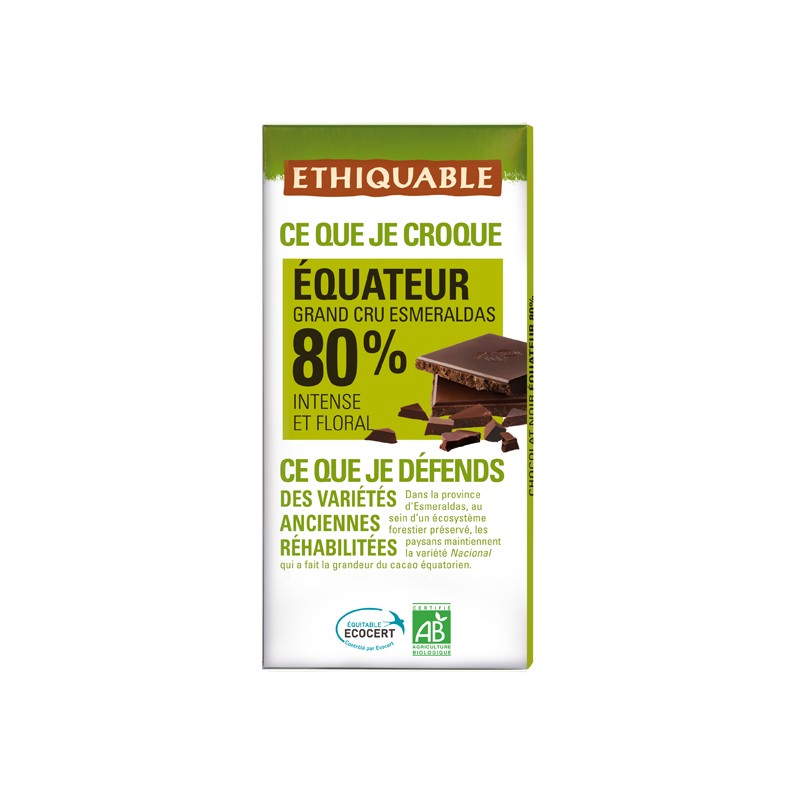 Chocolat noir Equateur 80% BIO 100g
